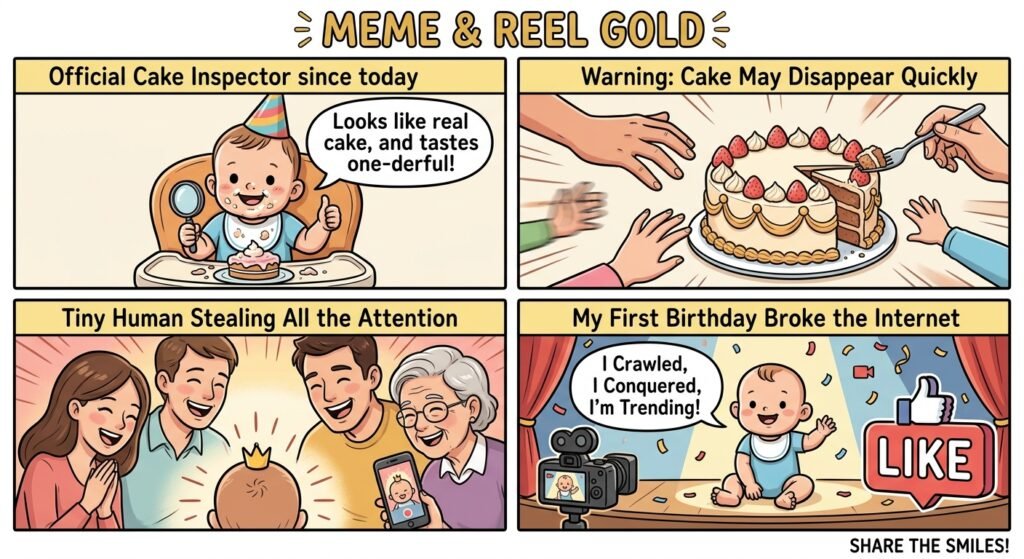 Best First Birthday Puns for Memes & Reels